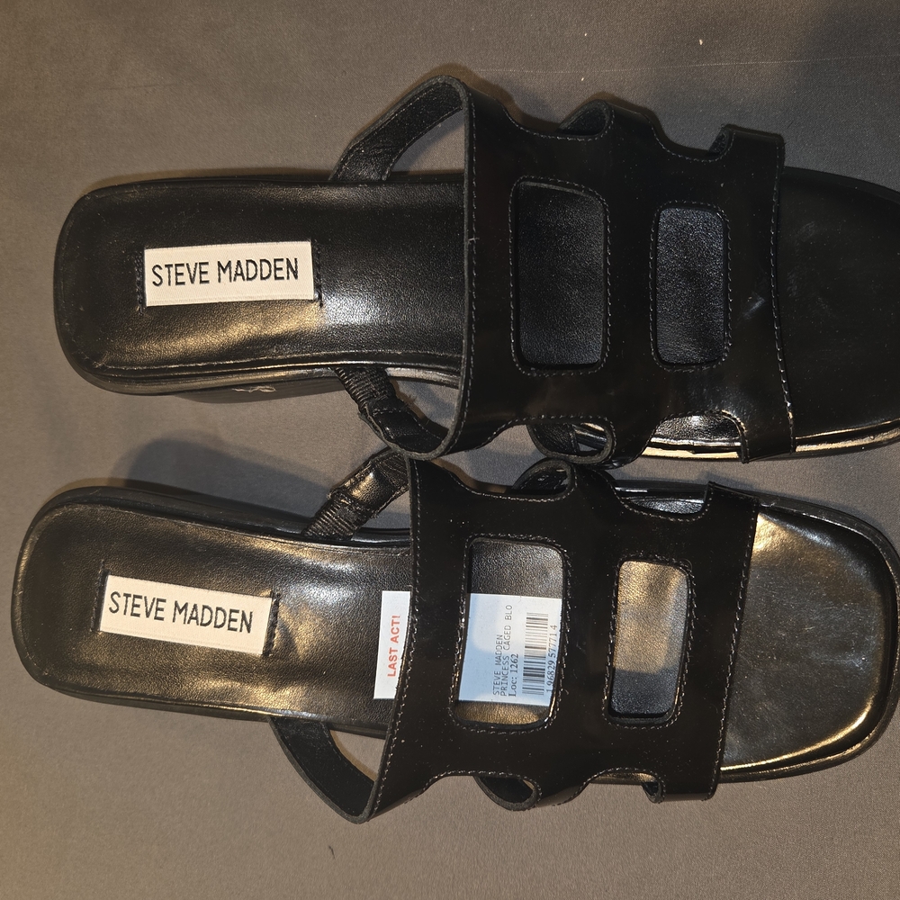 Steve Madden Black Slide Sandals